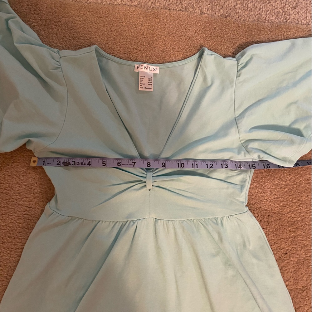 VENUS teal Mini Sundress with Flutter Sleeves size small flirty girly - Picture 7 of 7